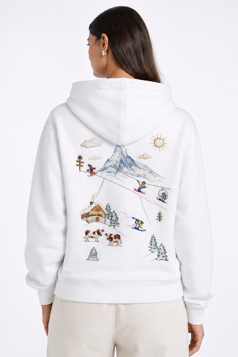 Ski Schweiz - Bestickter Hoodie