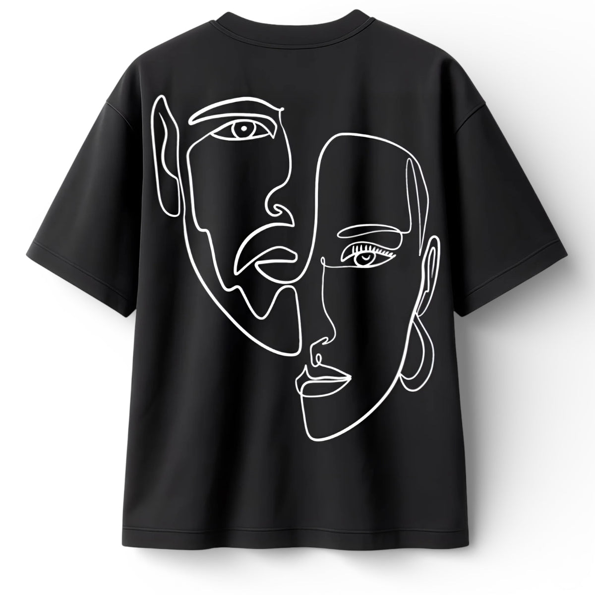 T-shirt Minimaliste Brodé 100% Coton – Design Double Visage (F) Ma boutique