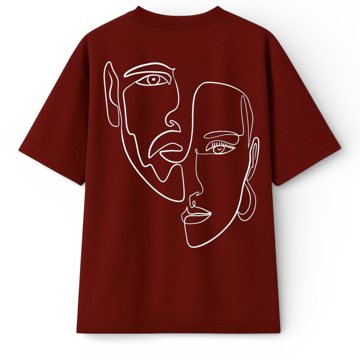 T-shirt Minimaliste Brodé 100% Coton – Design Double Visage (F) Ma boutique