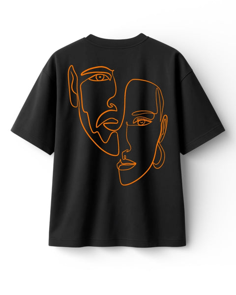 🟡 PRÉCOMMANDE: T-shirt Minimaliste Brodé 100% Coton – Design Double Visage (F)