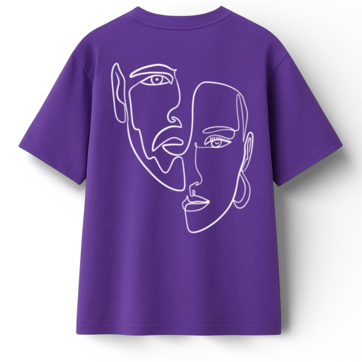 T-shirt Minimaliste Brodé 100% Coton – Design Double Visage (F) Ma boutique